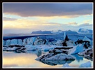 The glacier's edge at sunset